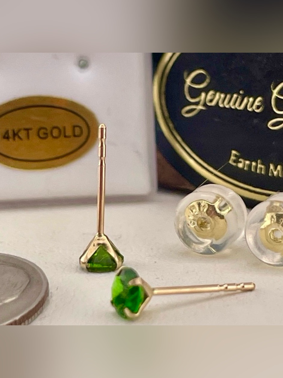 X1dayleft1/2c 14k Solid Tsavorite Stud Earrings 4mm .25ct Each